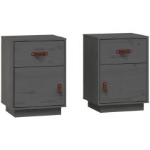 Lot de 2 Tables de Chevet, Tables de nuit, pour Chambre Salon Couloir, Gris 40x34x55 cm Bois de pin massif OIB7776E