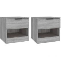 Lot de 2 Tables de Chevet, Tables de nuit, pour Chambre Salon Couloir, Sonoma gris Bois d'ingénierie OIB9752E