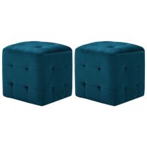 Design In - Lot de 2 Tables de chevet,Tables d'appoint,Table de nuit Bleu 30x30x30 cm Tissu velours CFW44648
