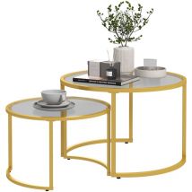 MH - Lot de 2 tables gigognes fanny verre et doré