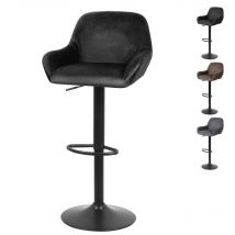 Hofuton Lot de 2 Tabouret de Bar en Velours - Style Contemporain - Réglable en Hauteur et Pivotant - Noir