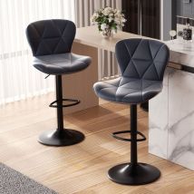 Lot de 2 Tabouret de bar, Chaises de Bar avec Repose-Pieds, Siège Bar Réglables en Hauteur pour Cuisine, Comptoir, Bar, Gris