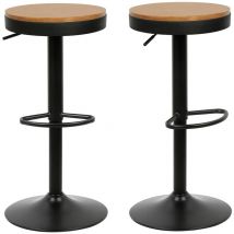 Lot de 2 Tabouret de Bar en Bois réglable en Hauteur réglable Tabouret de Bar Simple Chaise de Bar Vintage pivotant Noir