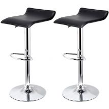 Aqrau Lot de 2 Tabourets de Bar, Chaise de Bar Réglables Hauteur, Pivotant 360°, Piètement chromé, Noir