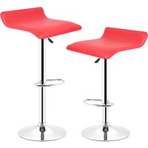 Aqrau Lot de 2 Tabourets de Bar, Chaise de Bar Réglables Hauteur, Pivotant 360°, Piètement chromé, Rouge