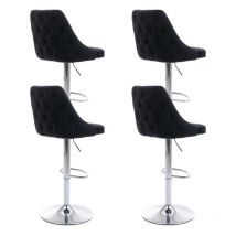 Wahson Office Chairs - Lot de 4 Tabouret de Bar en Velours Chaises Hautes de Bar Réglable avec Dossier pour Cuisine, Noir