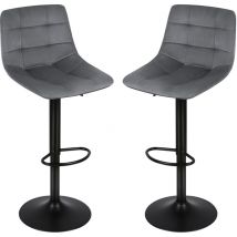 Lot de 2 Tabouret de Bar en Velours Hauteur Réglable Pivotant pour Bar/Cuisine gris foncé