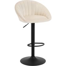 Tabouret de Bar Woltu Chaise de Bar Pivotante Réglable en Hauteur, Tabouret Cuisine en Velours et métal, Beige