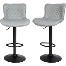 Lot de 2 Tabouret de Bar Tabourets de Bar hauteur Réglable en Cuir pu gris clair