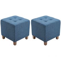 CLP - Lot de 2 tabourets bas Pharao en tissu Bleu