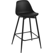 Tabouret de Bar 42x43x86.5 cm Klihome Tabouret de Cuisine avec Dossier, Siège en pp et Cadre en Métal avec Repose-Pieds, Noir