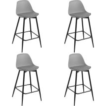Lot de 4 Tabourets de Bar 42x43x86.5 cm Klihome, Tabouret de Cuisine avec Dossier, Siège en PP et Cadre en Métal avec Repose-Pieds, Gris