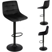 Sifree - Tabouret Bar Lot de 2, Tabouret de Bar Réglable en Hauteur en velours, Chaise de Bar avec Dossier et Repose-Pieds, Chaise Haute Cuisine