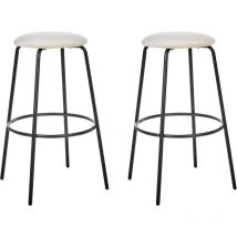 Lot de 2 Tabourets de Bar avec Repose-Pieds Chaise d'Ilot de Cuisine en Velours Blanc Cassé Morton