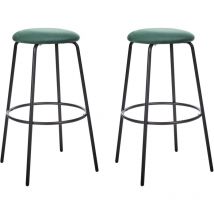Lot de 2 Tabourets de Bar avec Repose-Pieds Chaise d'Ilot de Cuisine en Velours Vert Émeraude Morton