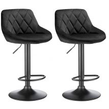 Sifree - Tabourets de Bar, Lot de 2 Chaises Hautes, Sièges pour Cuisine, Revêtement Velours, Repose-pieds, Strucutre en Métal, Hauteur Réglable,