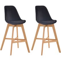 Set 2 tabourets modernes Cadre en bois clair et siège de velours différentes couleurs colore : noir