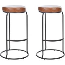 Beliani - Lot de 2 Tabourets de Bar Chaise d'Ilot de Cuisine en Cuir pu Marron Milroy