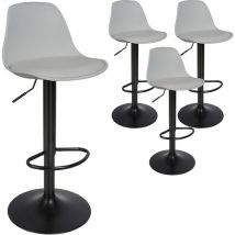 Aqrau Lot de 2 Tabourets de Bar Chaise Haute Chaises de Salle à Manger, Hauteur Réglable et Rotation à 360°, avec dossier et repose-pieds,Gris