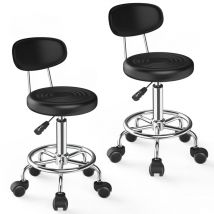 Lot de 2 tabourets de bar, chaise pivotante, tabourets de bar, tabouret de bar réglable en hauteur, tabouret de travail rembourré, tabouret avec