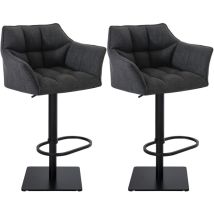 Lot de 2 tabourets de bar Damaso en tissu Noir Gris foncé