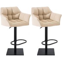 Lot de 2 tabourets de bar Damaso en tissu Noir Crème