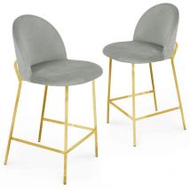 Deco In Paris - arabel - Lot de 2 tabourets de bar design en velours gris arabel