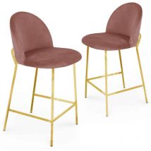 Deco In Paris - arabel - Lot de 2 tabourets de bar design en velours rose arabel