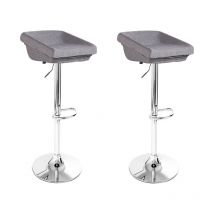 Designetsamaison - Lot de 2 tabourets de bar design gris - Udine