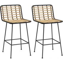 MH - Lot de 2 tabourets de bar design vanessa noir et beige