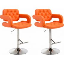 CLP - Lot de 2 tabourets de bar Dublin en similicuir Orange