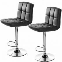 Lot de 2 tabourets de bar en cuir pu pivotant Hauteur réglable avec dossier pour petit déjeuner, bar, comptoir, Noir