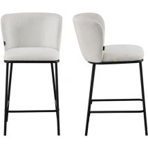 Homifab - Lot de 2 tabourets de bar en velours côtelé beige - Toma