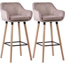 CLP - Lot de 2 tabourets de bar Grant en Velours Gris clair