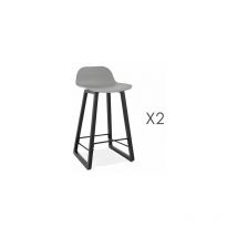 M&s - Lot de 2 tabourets de bar H67 cm gris et pieds noirs - rizzo