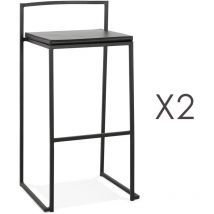 M&s - Lot de 2 tabourets de bar H75 cm en pu et métal noir