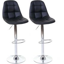 2x tabouret de bar HHG-356, chaise bar/comptoir, noir, similicuir