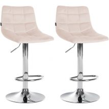 Lot de 2 tabourets de bar Jerry velours Beige Chrome