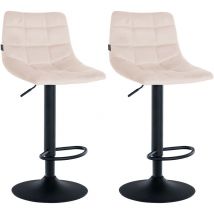 CLP - Lot de 2 tabourets de bar Jerry velours Beige Noir