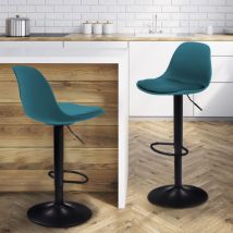 Idmarket - Lote de 2 taburetes de bar karl azul pato con patas negras