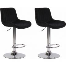 Lot de 2 Tabourets de bar Lentini en Velours Pied trompette en Métal Noir Chrome