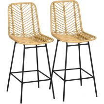 MH - Lot de 2 tabourets de bar mario rotin et noir