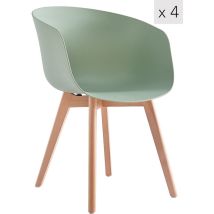Nordlys - Lot de 4 Chaises de Salle a Manger Scandinaves Pieds Bois
