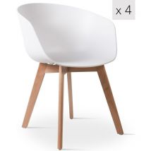 Nordlys - Lot de 4 Chaises de Salle a Manger Scandinaves Pieds Bois