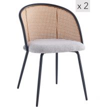 Nordlys - Lot de 2 Chaises de Salle a Manger Industrielles Metal Cannage Rotin
