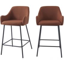 Baïta - Lot de 2 tabourets de bar nils tissu terracotta