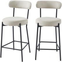 Baïta - Lot de 2 tabourets de bar noa tissu beige