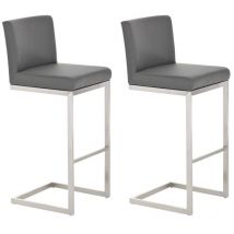 Lot de 2 tabourets de bar Paros en similicuir Gris