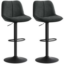 Vasagle – Lot De 2 Tabourets De Bar Réglables En Hauteur – Dossier Ergonomique – Base Métallique – Velours Gris – Stabilité Renforcée 45 Cm