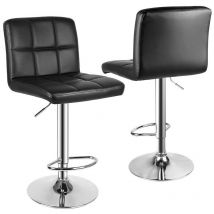 Bigzzia - Lot de 2 Tabourets de Bar - Rattantree Chaise de Cuisine - Rotatif sur 360° - Hauteur Réglable 55-75 cm - avec Dossier et Repose-pieds